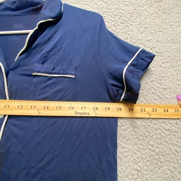 Stars Above Pajama Top Women XS Blue Short Sleeve Notch Collar - Picture 9 of 9